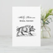 ヴィンテージの野生のイノシシの絵 BW #2 招待状 (スタンド正面)