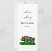 ヴィンテージの野生のイノシシの絵 BW #3C 招待状 (正面)