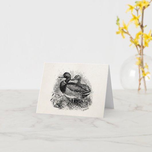 ヴィンテージの野生のマガモはパーソナライズなテンプレートを引込めます カード (黄色い花)