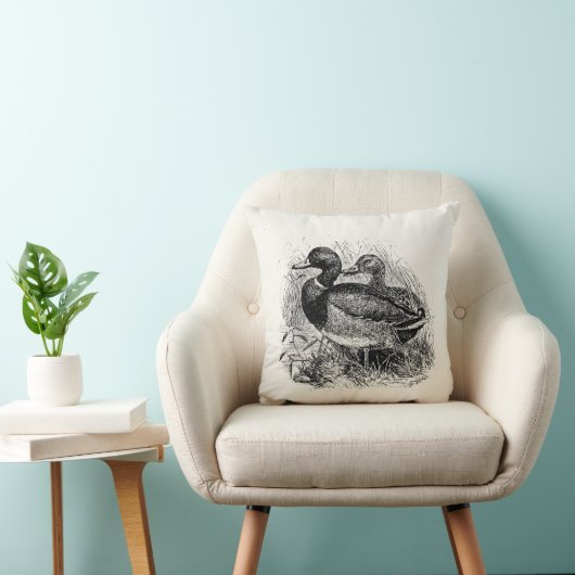 ヴィンテージの野生のマガモはパーソナライズなテンプレートを引込めます クッション (椅子)