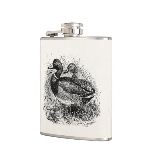 ヴィンテージの野生のマガモはパーソナライズなテンプレートを引込めます フラスク (左)