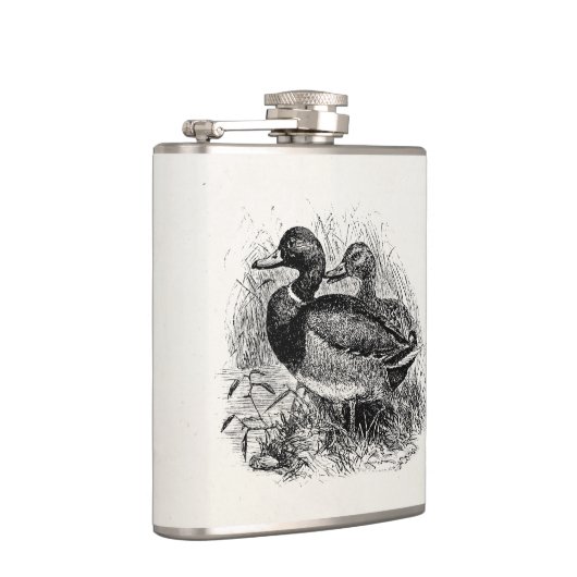 ヴィンテージの野生のマガモはパーソナライズなテンプレートを引込めます フラスク (右)