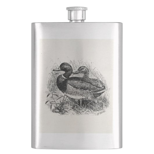 ヴィンテージの野生のマガモはパーソナライズなテンプレートを引込めます フラスク (正面)