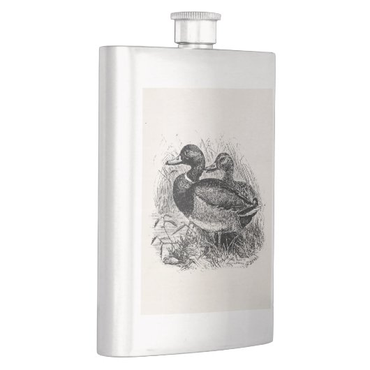 ヴィンテージの野生のマガモはパーソナライズなテンプレートを引込めます フラスク (右)