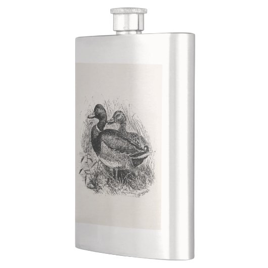 ヴィンテージの野生のマガモはパーソナライズなテンプレートを引込めます フラスク (左)