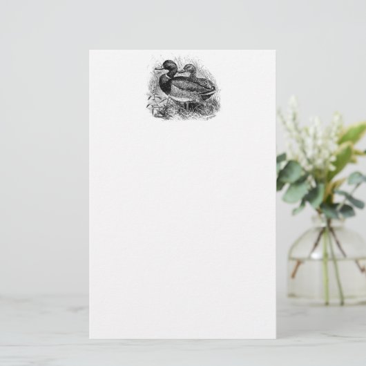 ヴィンテージの野生のマガモはパーソナライズなテンプレートを引込めます 便箋 (スタンド正面)