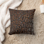 ヴィンテージの野生のワニの茶色のわに革 クッション (ブランケット)