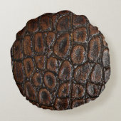 ヴィンテージの野生のワニの茶色のわに革 ラウンドクッション (裏面)