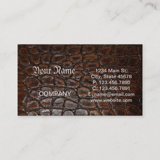 ヴィンテージの野生のワニの茶色のわに革 名刺 (正面)