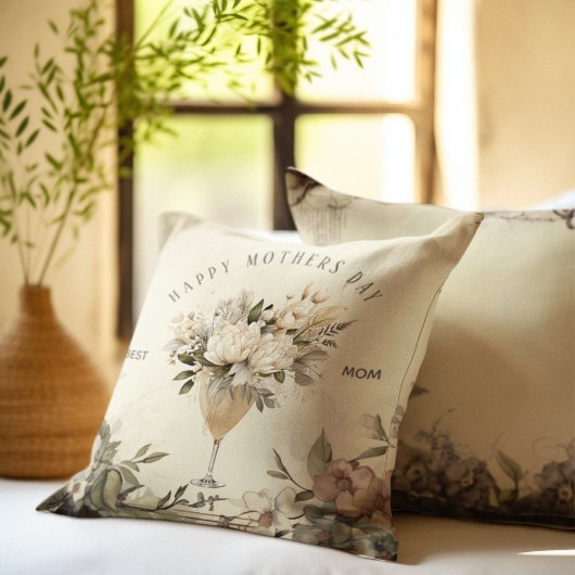 ヴィンテージの野生の花が母の日をパーソナライズ クッション