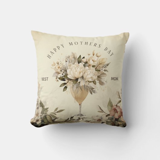 ヴィンテージの野生の花が母の日をパーソナライズ クッション (正面)
