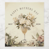 ヴィンテージの野生の花が母の日をパーソナライズ ワインラベル (シングルラベル)