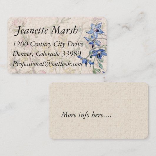 ヴィンテージの野生の花によっては名刺が開花します 名刺 (正面/裏面)