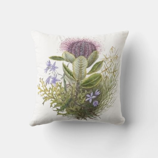 ヴィンテージの野生の花のアザミの枕 クッション (裏面)