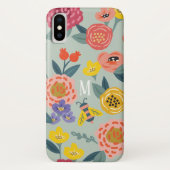 ヴィンテージの野生の花の群葉の蜂パターンモノグラム Case-Mate iPhoneケース (裏面)