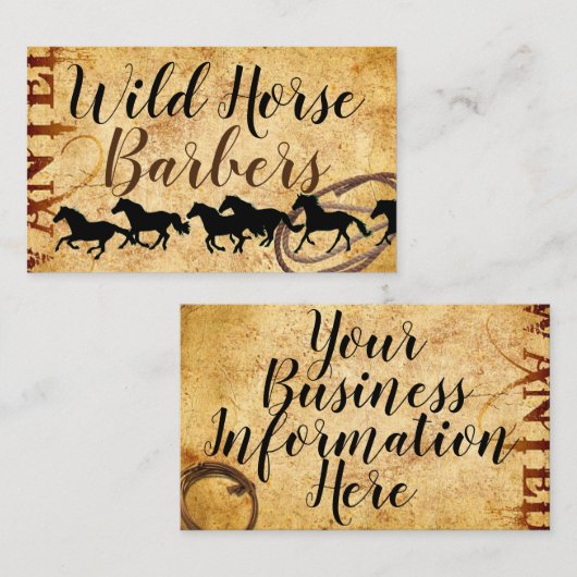ヴィンテージの野生の西のテンプレートw/Wildの馬 名刺 (正面/裏面)
