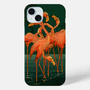 ヴィンテージの野生動物の鳥、熱帯ピンクのフラミンゴ iPhone 15 MINIケース