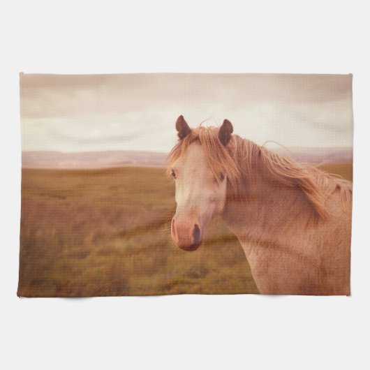 ヴィンテージの野生馬 キッチンタオル (横)