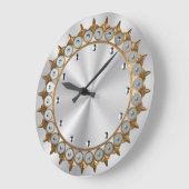 ヴィンテージの金ゴールドおよび銀 ラージ壁時計 (傾斜)