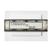 ヴィンテージの金ゴールドおよび黒いフィルムのストリップの水彩画 招待状ベリーバンド (正面例)