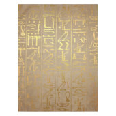 ヴィンテージの金ゴールドのエジプトの象形文字の紙のプリント テーブルクロス (正面)