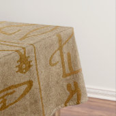 ヴィンテージの金ゴールドのエジプトの象形文字の紙のプリント テーブルクロス (インサイチュ)