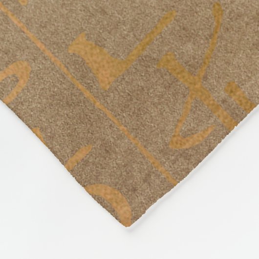 ヴィンテージの金ゴールドのエジプトの象形文字の紙のプリント フリースブランケット (角)