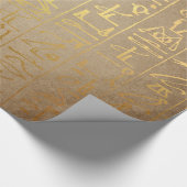 ヴィンテージの金ゴールドのエジプトの象形文字の紙のプリント ラッピングペーパー (角)