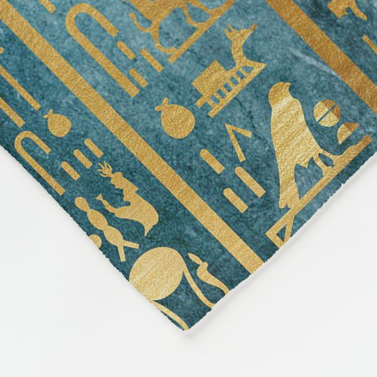 ヴィンテージの金ゴールドのエジプト人の紙のプリント フリースブランケット (角)