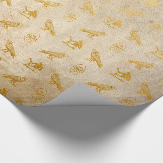 ヴィンテージの金ゴールドのエジプト人の紙のプリント ラッピングペーパー (角)