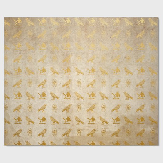 ヴィンテージの金ゴールドのエジプト人の紙のプリント ラッピングペーパー (フラット)