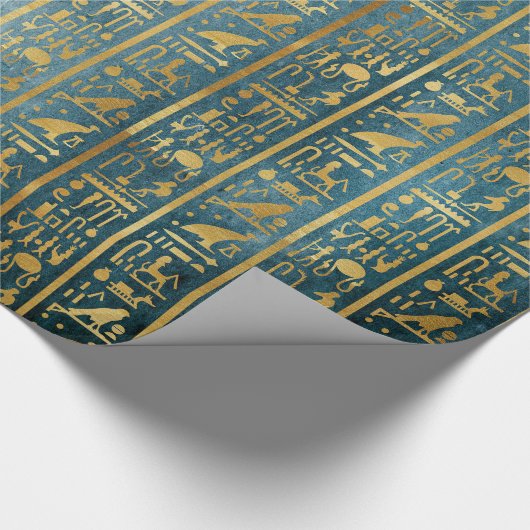 ヴィンテージの金ゴールドのエジプト人の紙のプリント ラッピングペーパー (角)