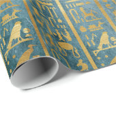 ヴィンテージの金ゴールドのエジプト人の紙のプリント ラッピングペーパー (ロールコーナー)