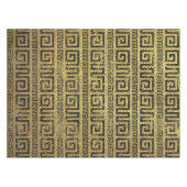 ヴィンテージの金ゴールドのギリシャの雷文パターン テーブルクロス (正面(横))