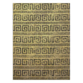 ヴィンテージの金ゴールドのギリシャの雷文パターン テーブルクロス (正面)