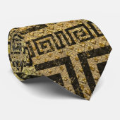 ヴィンテージの金ゴールドのギリシャの雷文パターン ネクタイ (ロール)