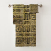 ヴィンテージの金ゴールドのギリシャの雷文パターン バスタオルセット (インサイチュ)