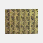 ヴィンテージの金ゴールドのギリシャの雷文パターン フリースブランケット (正面(横))