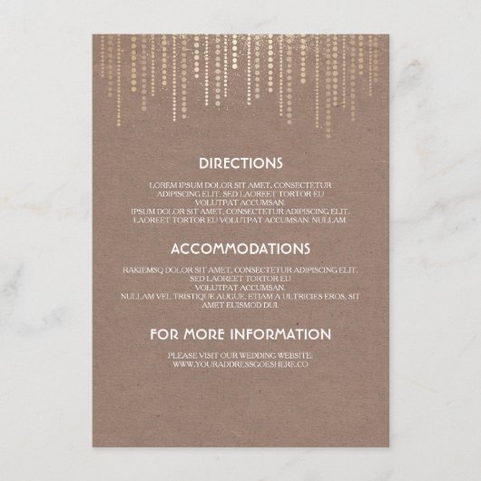 ヴィンテージの金ゴールドのグリッターの魅力的な結婚式の詳細 エンクロージャーカード (正面)