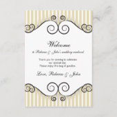 ヴィンテージの金ゴールドのストライプのな結婚式の歓迎カード エンクロージャーカード (正面)