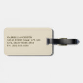 ヴィンテージの金ゴールドのダマスク織パターンピンクのバラおよび名前 ラゲッジタグ (裏面横)