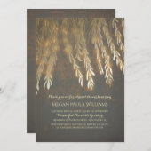 ヴィンテージの金ゴールドのヤナギの木の枝ブライダルシャワー 招待状 (正面/裏面)
