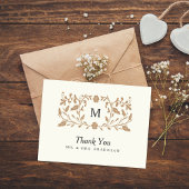 ヴィンテージの金ゴールドの花柄 サンキューカード