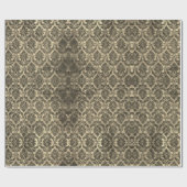 ヴィンテージの金ゴールドの青銅の花のリースのダマスク織 ラッピングペーパー (フラット)