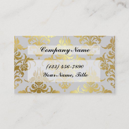 ヴィンテージの金ゴールドホイルのダマスク織 名刺 (正面)