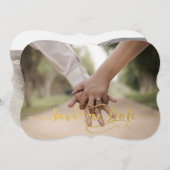 ヴィンテージの金ゴールドホイルの保存私達の日付 セーブザデート (正面/裏面)