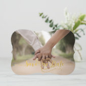 ヴィンテージの金ゴールドホイルの保存私達の日付 セーブザデート (スタンド正面)