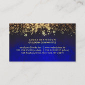 ヴィンテージの金ゴールドホイルの紙吹雪の青 名刺 (裏面)