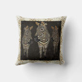 ヴィンテージの金ゴールド及びシマウマのMoJoの白い枕 クッション (裏面)