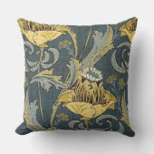 ヴィンテージの金ゴールド及び灰色の花柄 クッション (正面)